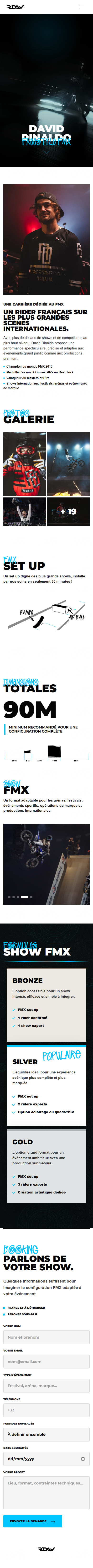 Page d'accueil mobile David Rinaldo FMX