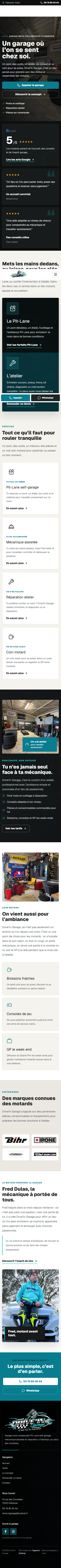 Page d'accueil mobile Drive'In Garage