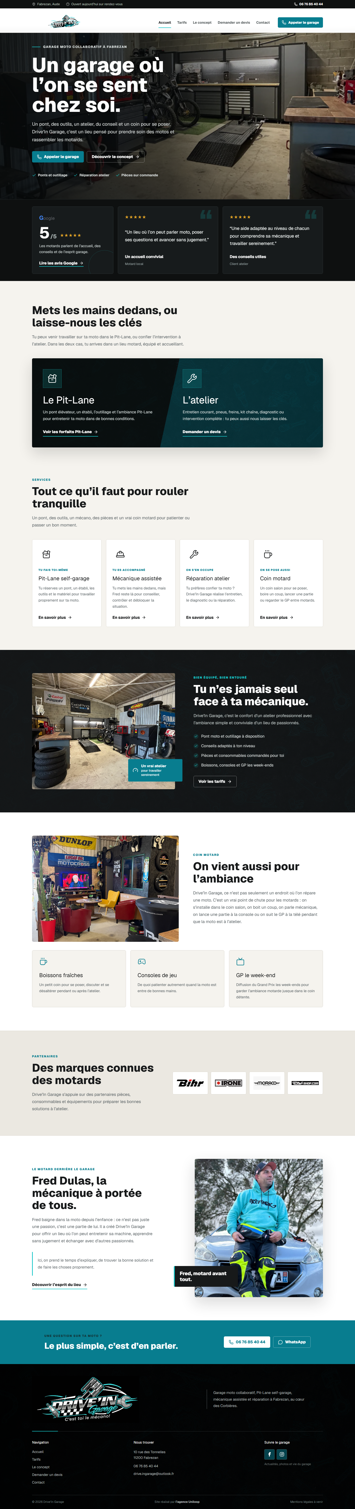 Page d'accueil desktop Drive'In Garage