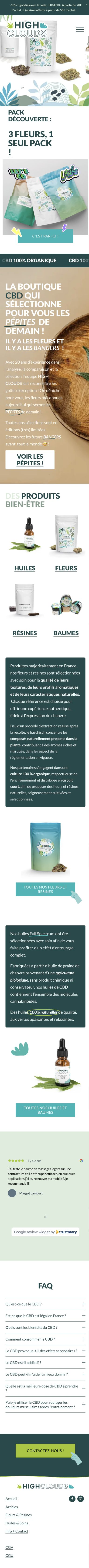 Page d'accueil mobile High Clouds
