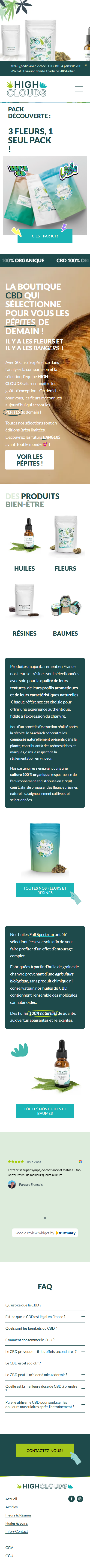 Page d'accueil mobile High Clouds