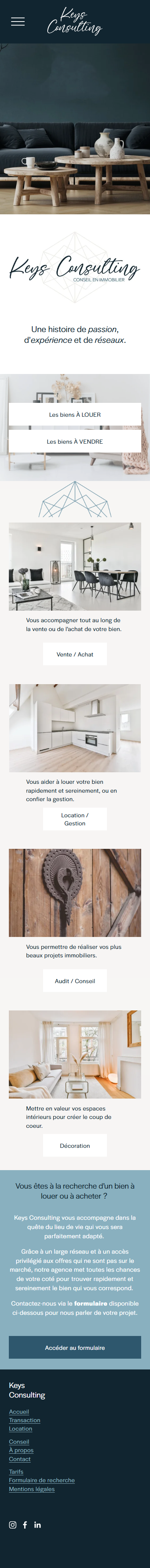 Page d'accueil mobile Keys Consulting