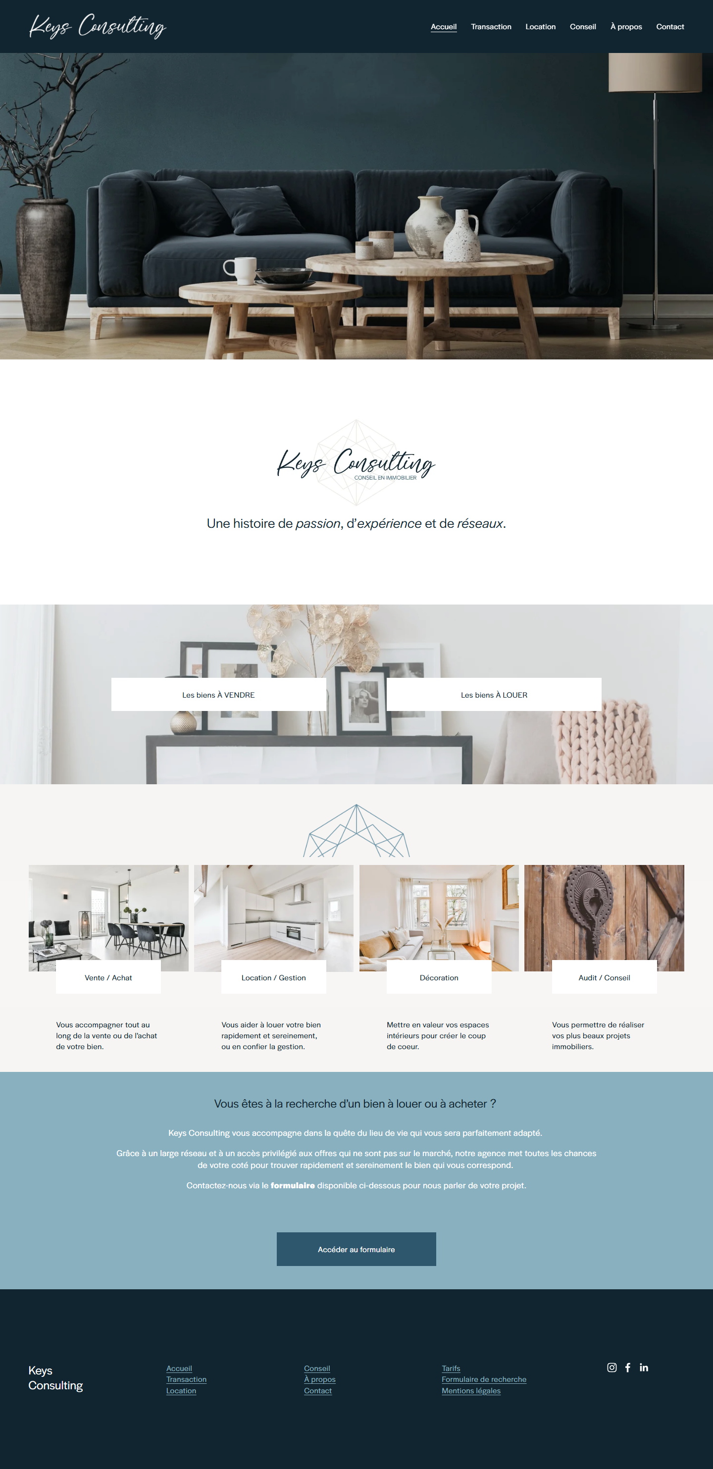 Page d'accueil desktop Keys Consulting