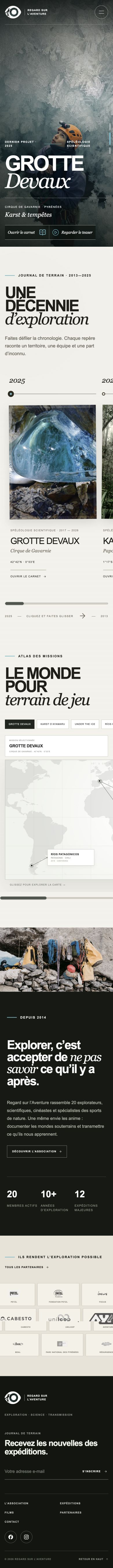Page d'accueil mobile Regard sur l’aventure