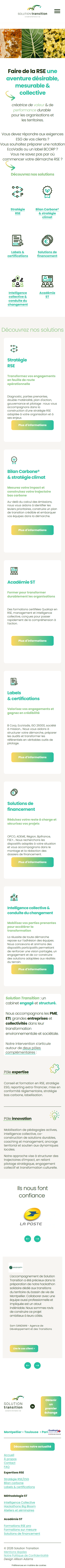 Page d'accueil mobile Solution Transition