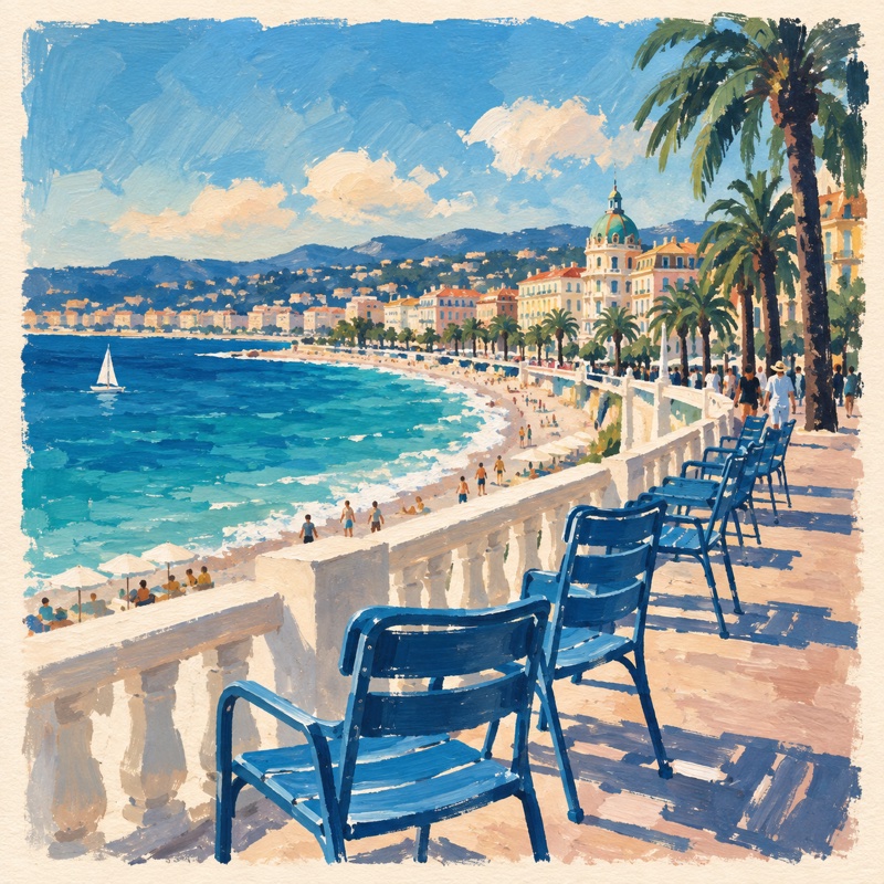 La promenade des Anglais, illustration à la gouache