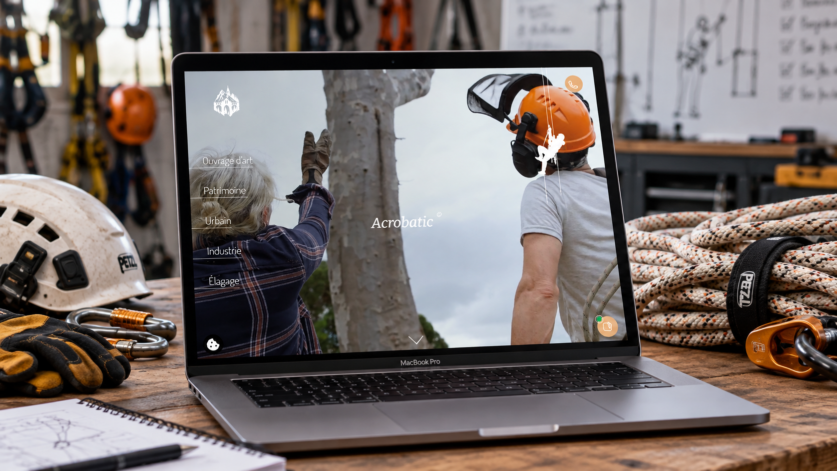 Acrobatic présenté sur MacBook dans son univers