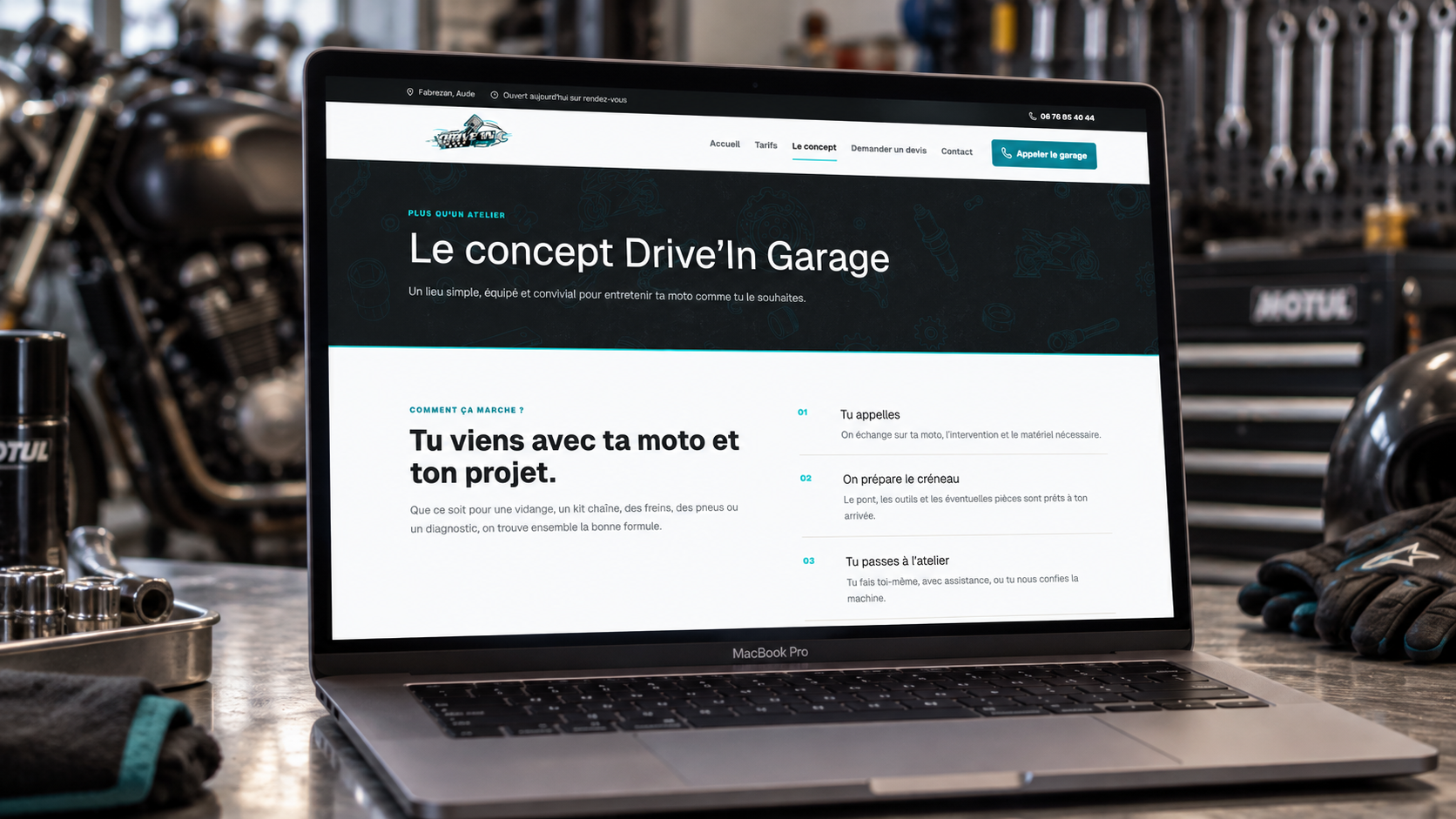 Une section intérieure de Drive'In Garage sur MacBook