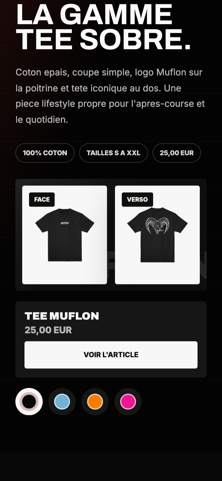 Une section intérieure de Muflon sur iPhone